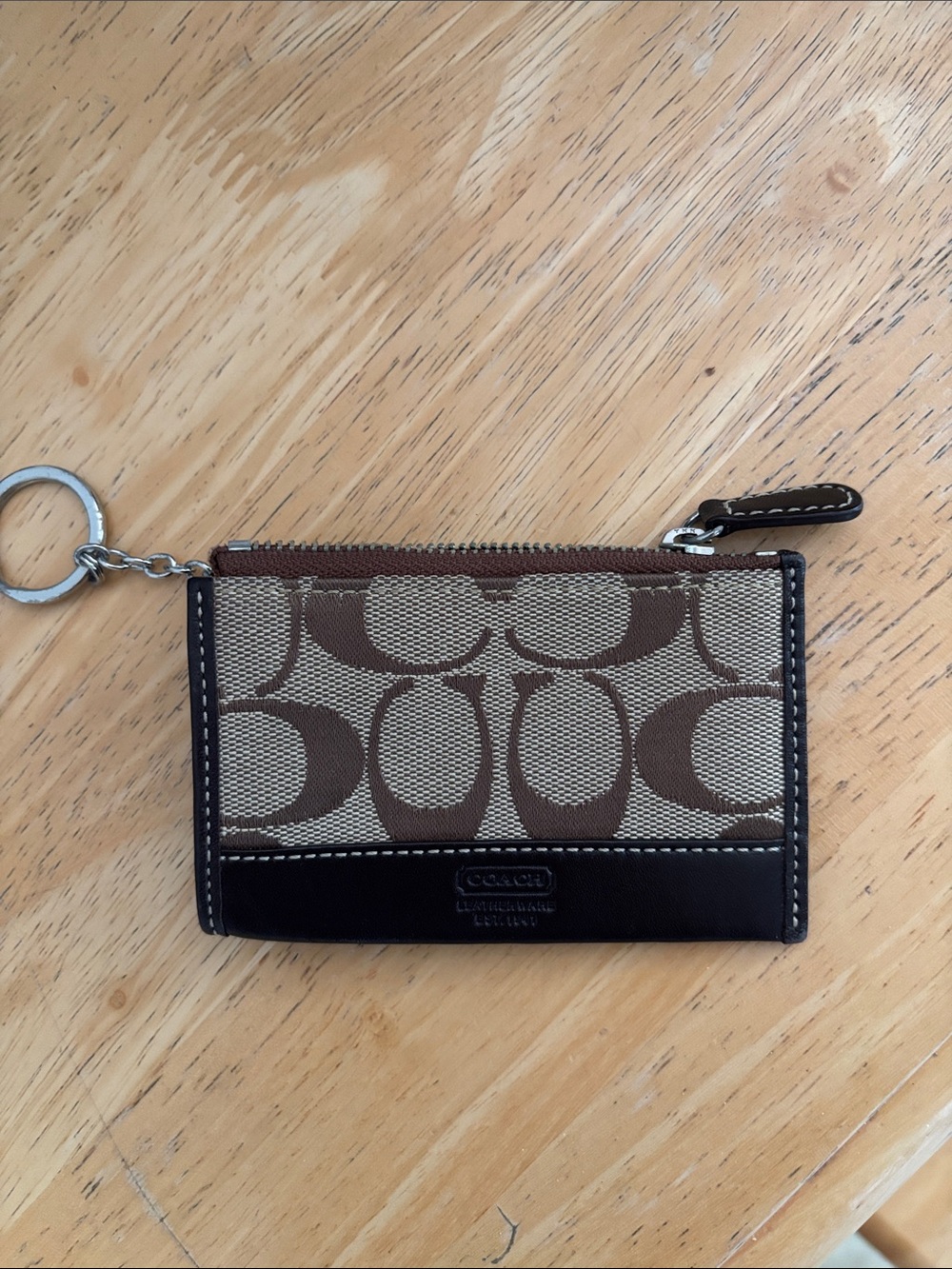Coach Brown/Tan Signature Card Case Keyring